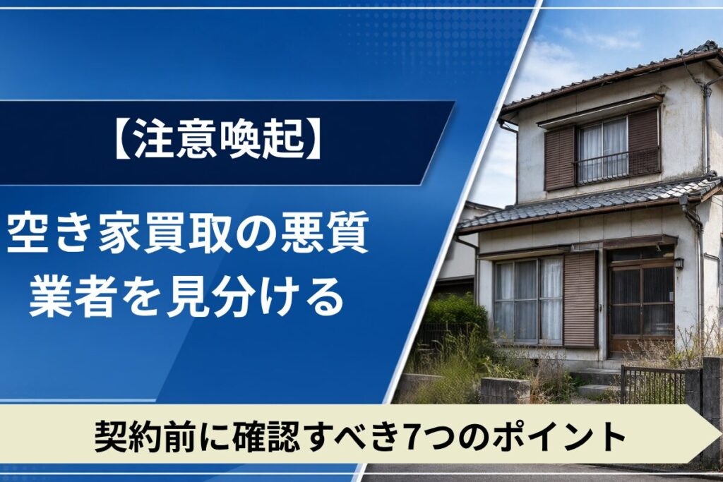空き家買取の悪質業者を見分けるためのチェックポイントを紹介。