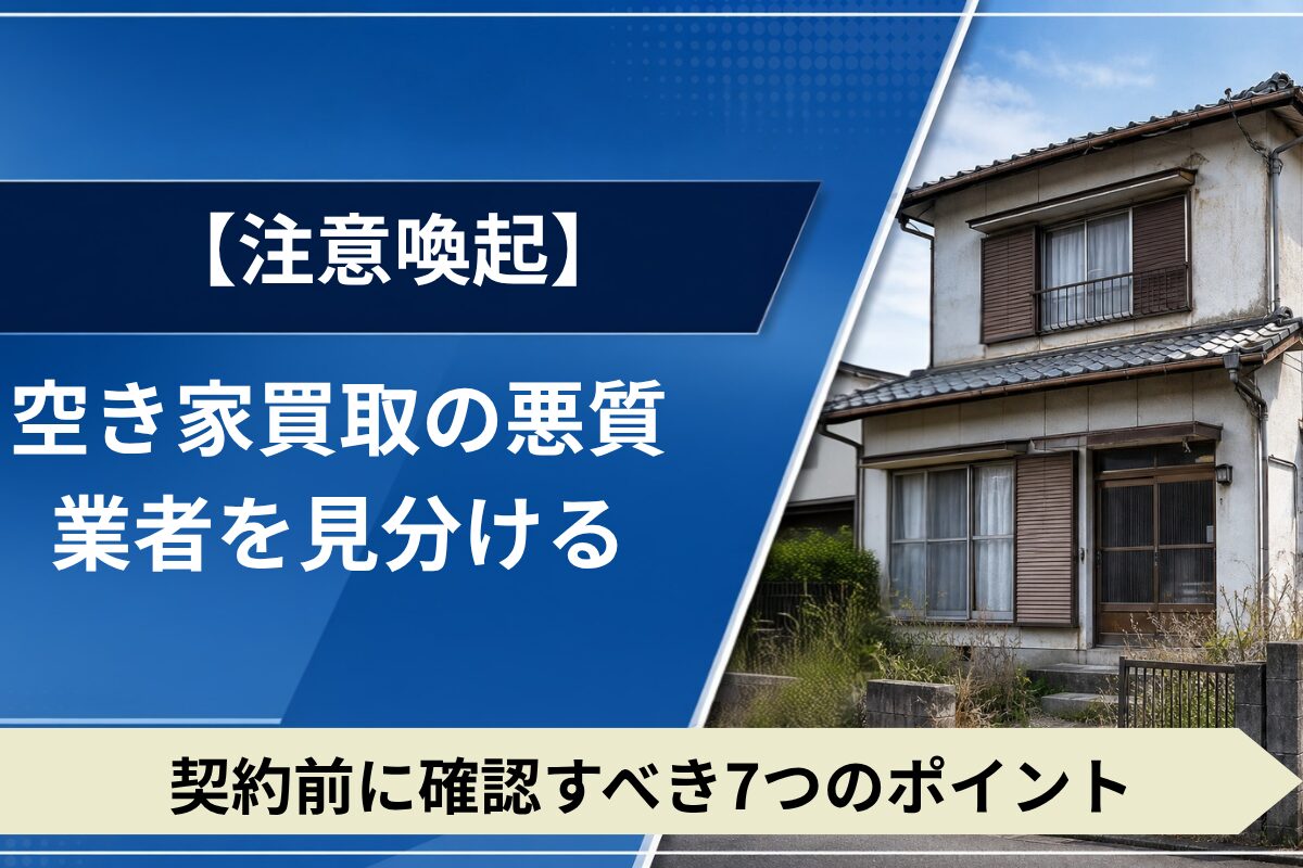 空き家買取の悪質業者を見分けるためのチェックポイントを紹介。