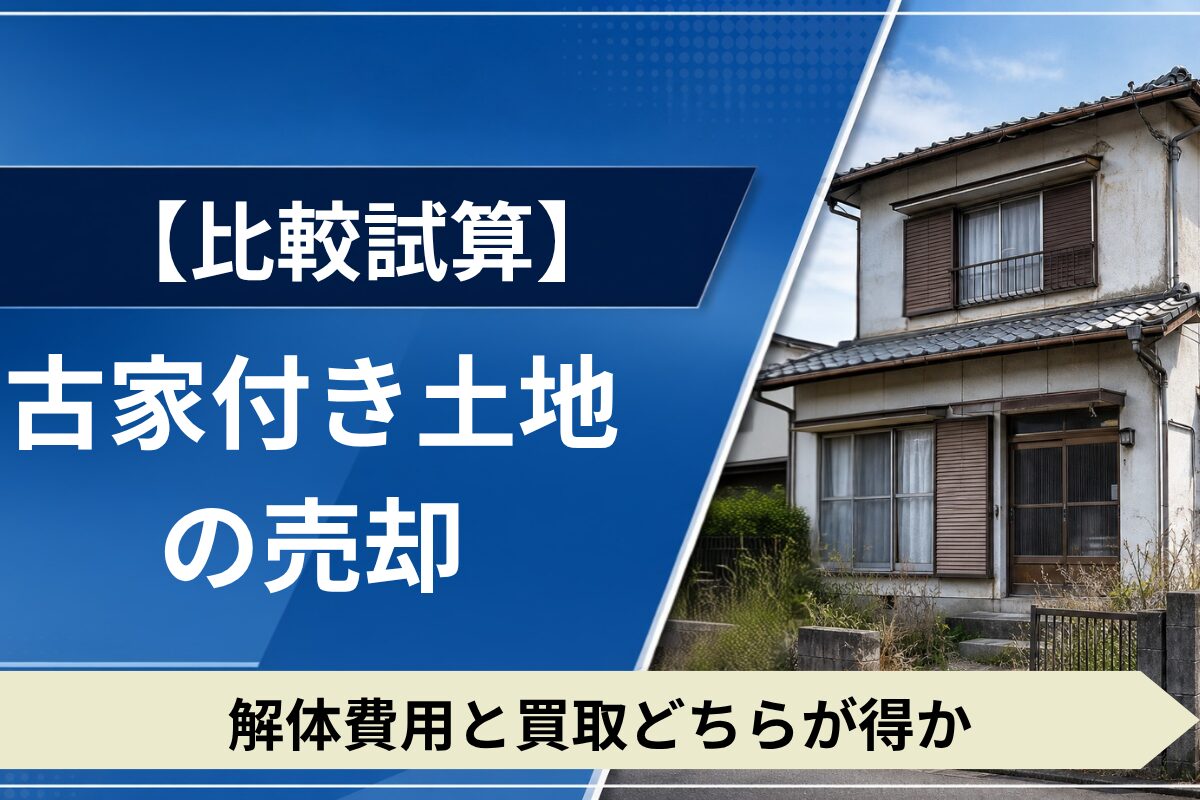 古家付き土地の売却と解体費用の比較イメージ。